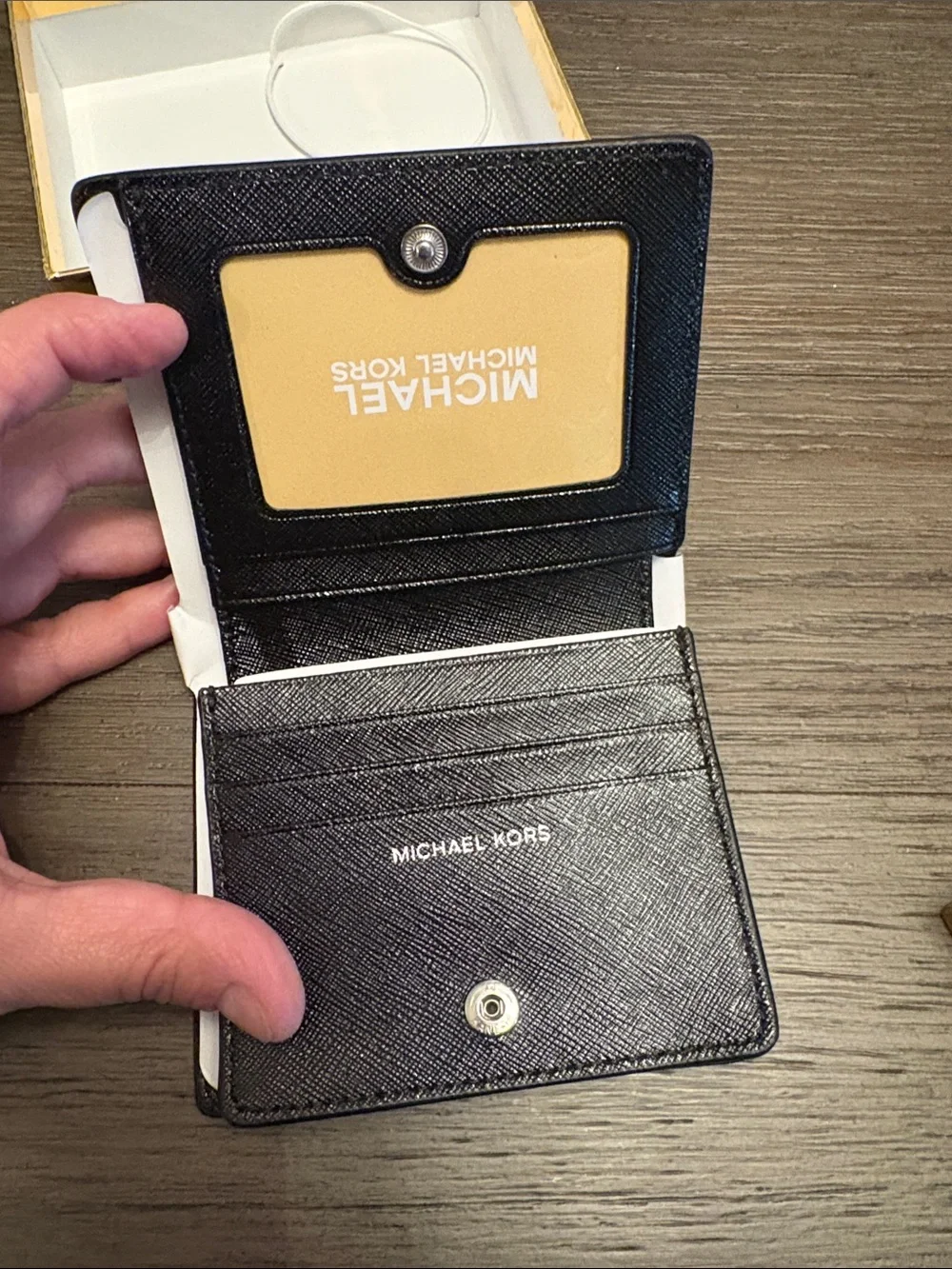 Michael Kors Black Textured Leather Card & Key Holder